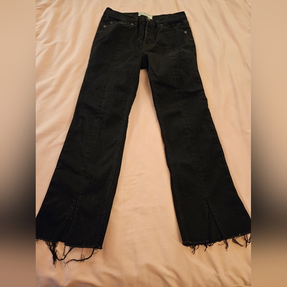 Free People Women's Black Distressed Split Hem Jeans - Picture 1 of 6